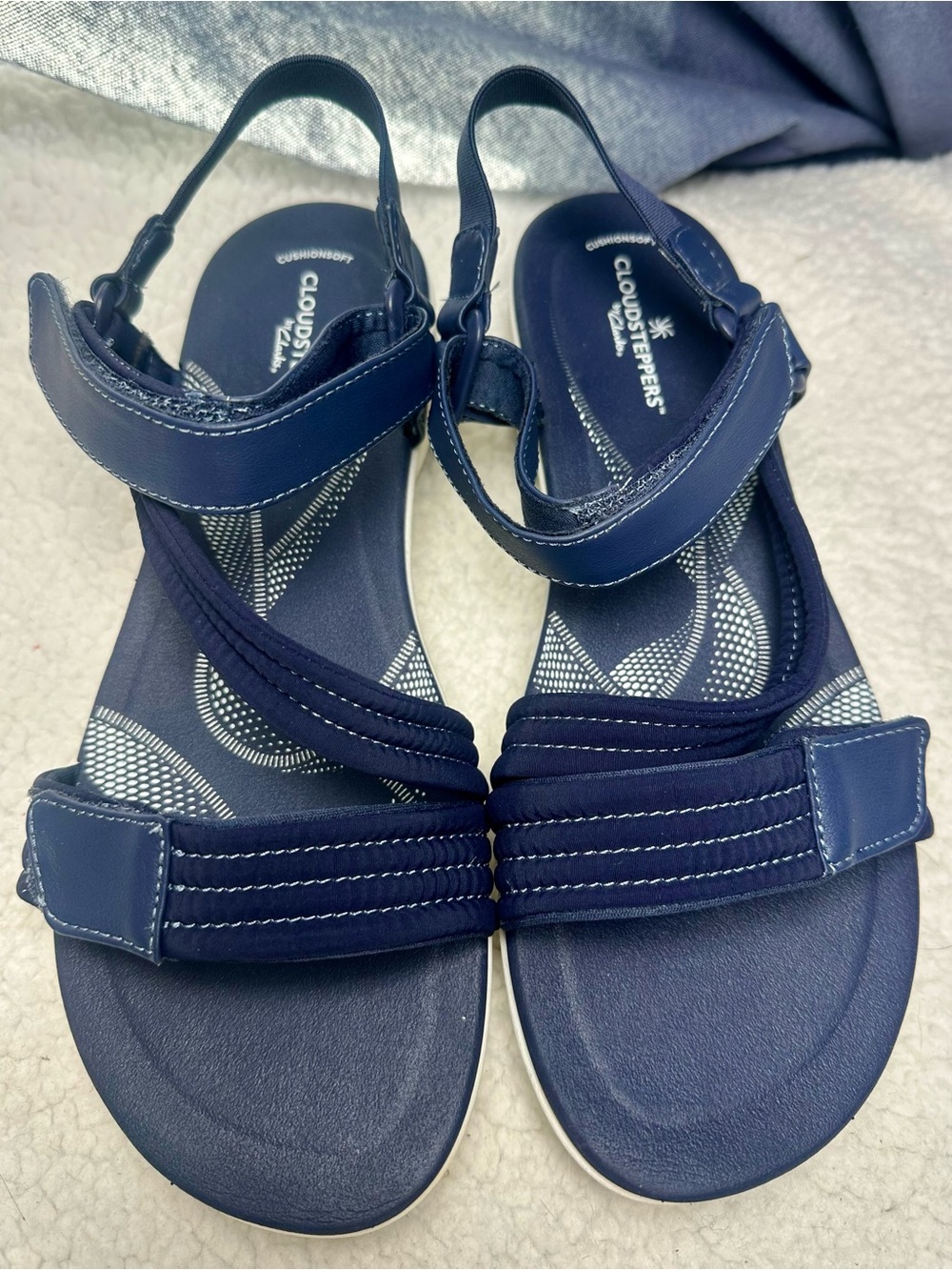 Cloudsteppers by Clarks Navy Adjustable Strap Comfort Sandals size 9.5
